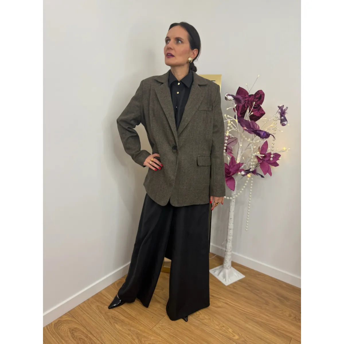 Wiskozowa marynarka BRIDGIET w odcieniu brązu rozmiar S