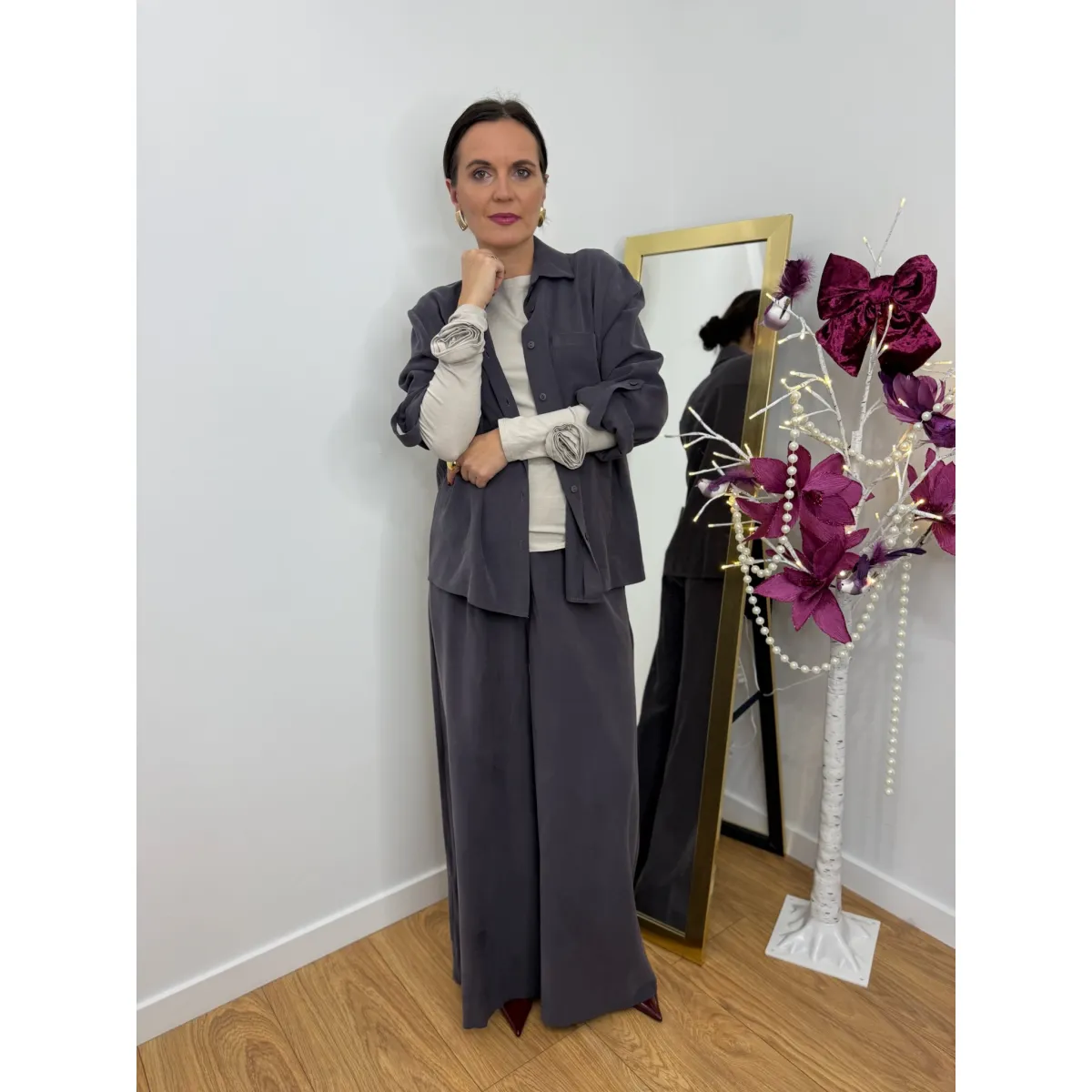 Wiskozowy komplet MEERA w odcieniu grafitowym rozmiar S