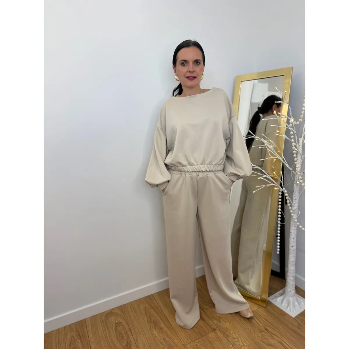 Wiskozowy komplet PALOMA w odcieniu beżu