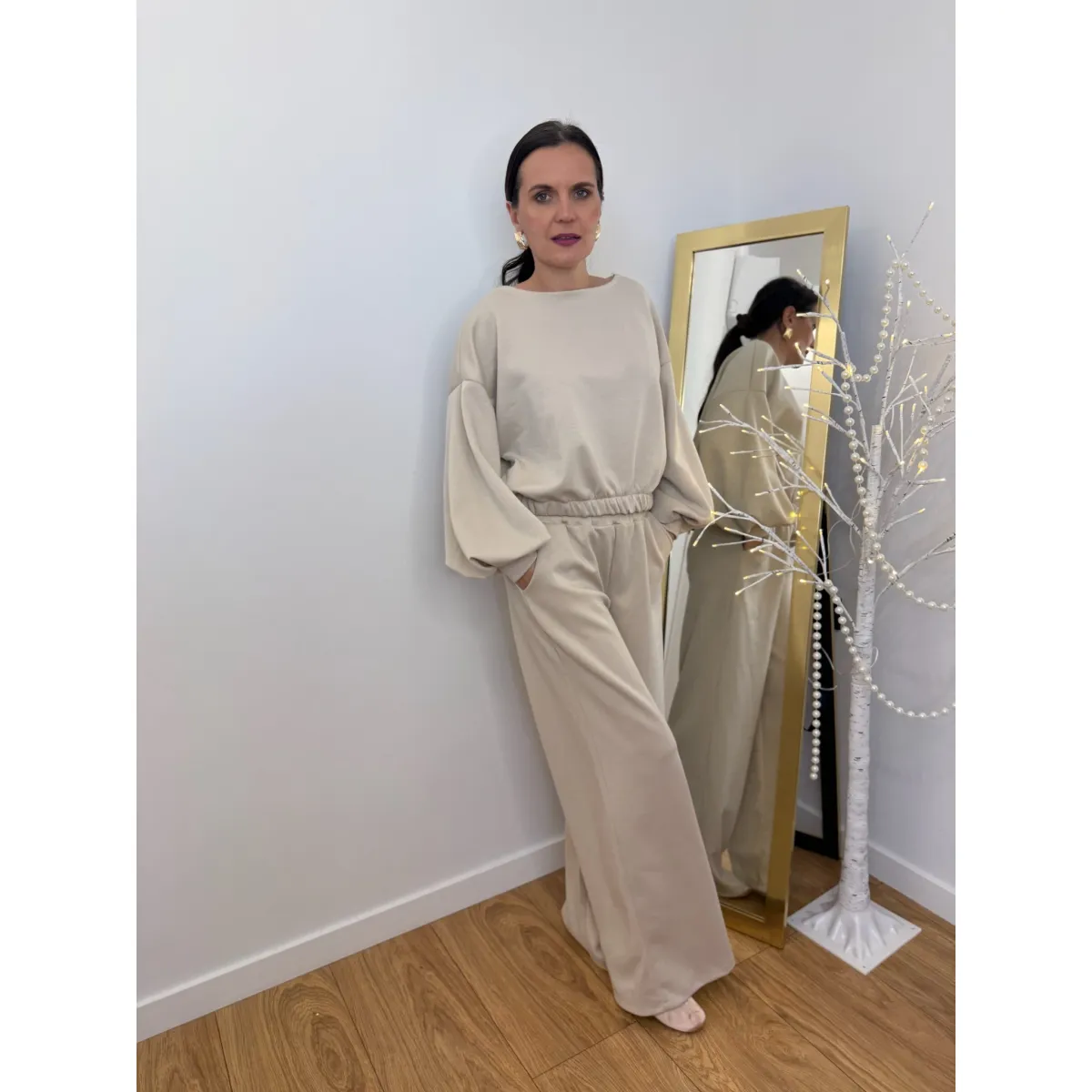 Wiskozowy komplet PALOMA w odcieniu beżu