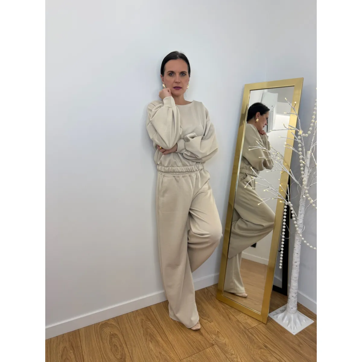 Wiskozowy komplet PALOMA w odcieniu beżu