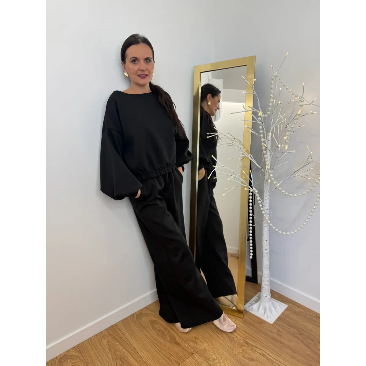 Wiskozowy komplet PALOMA w kolorze głębokiej czerni