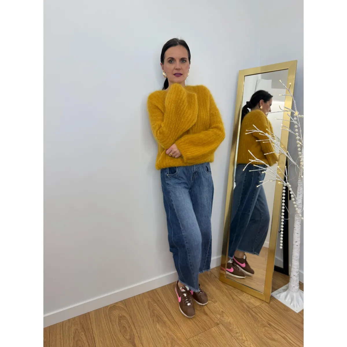 Bawełniane spodnie LIZA w odcieniu jeansu rozmiar XS/S