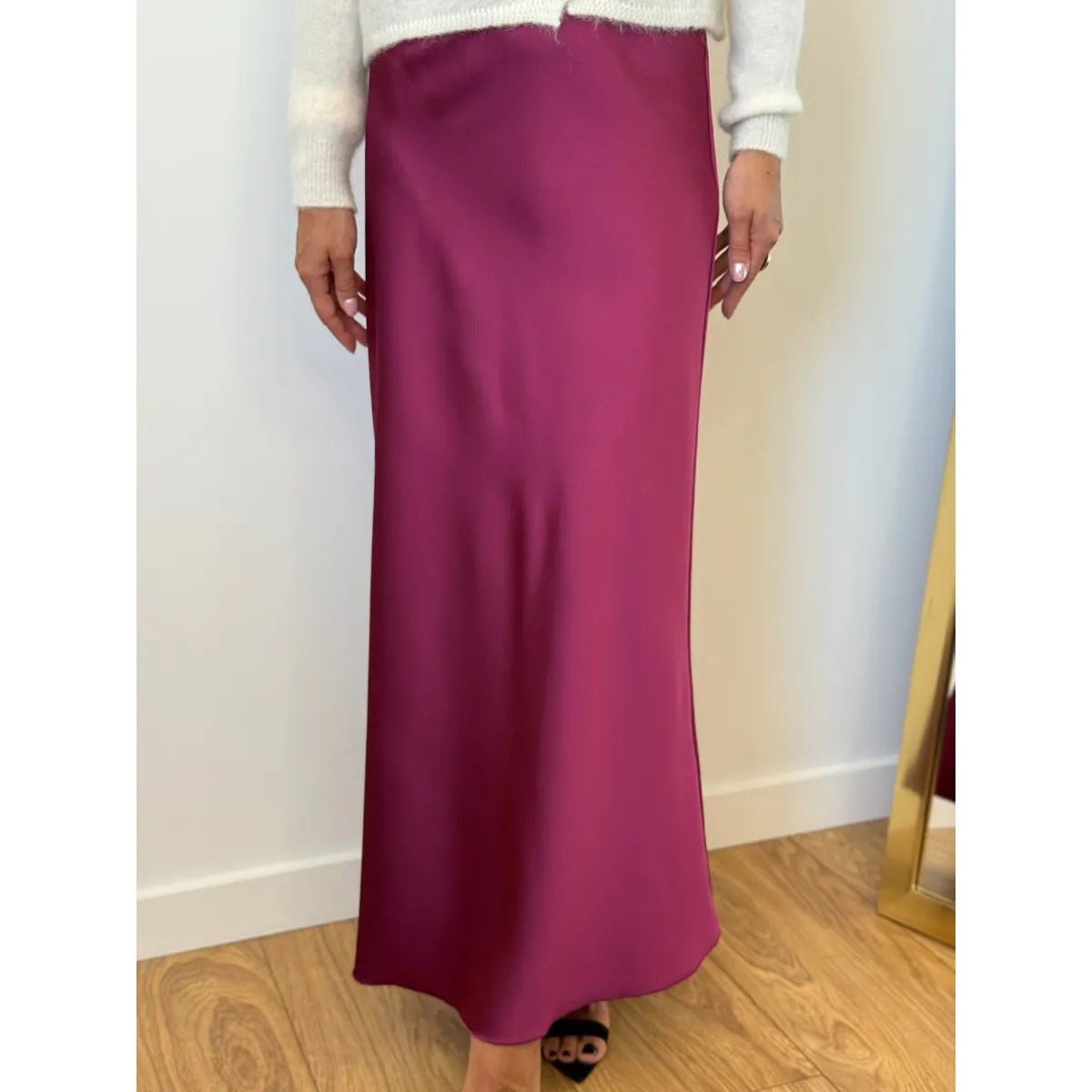 Wiskozowa spódnica LORENA w odcieniu amarantu