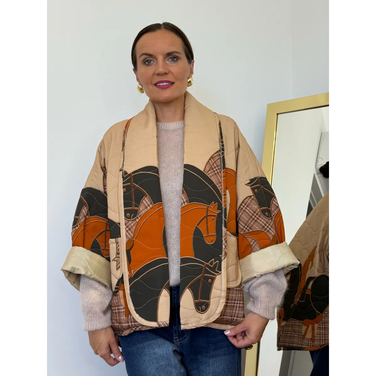 Bawełniana kurtka CAVALLI w odcieniu camelowym