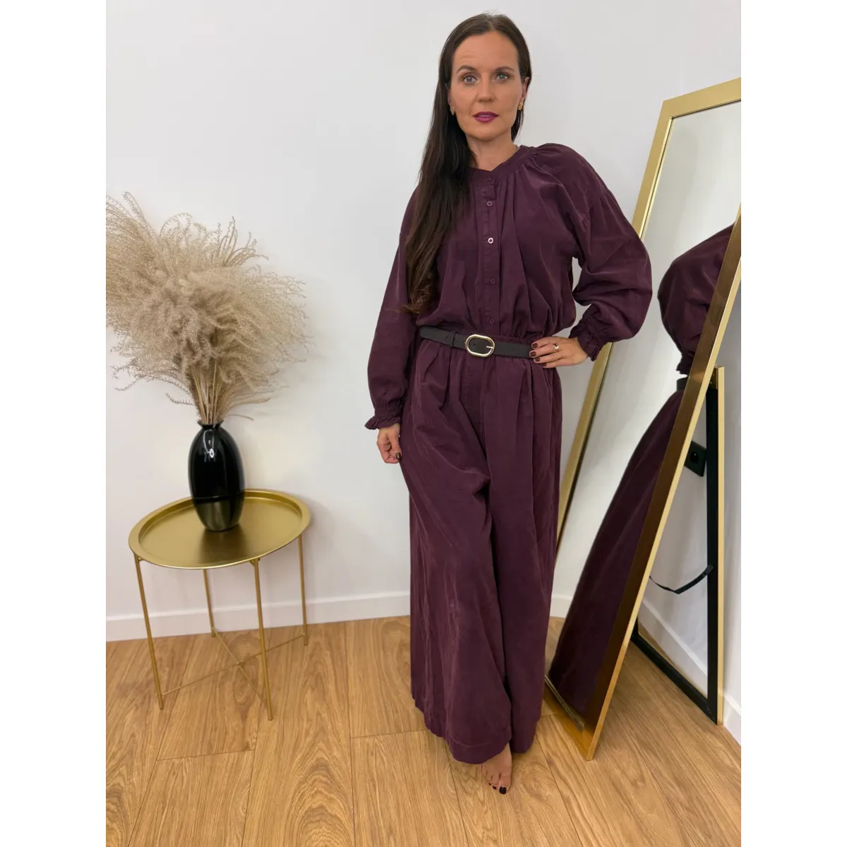 Sztruksowy set GLORIA w odcieniu śliwki