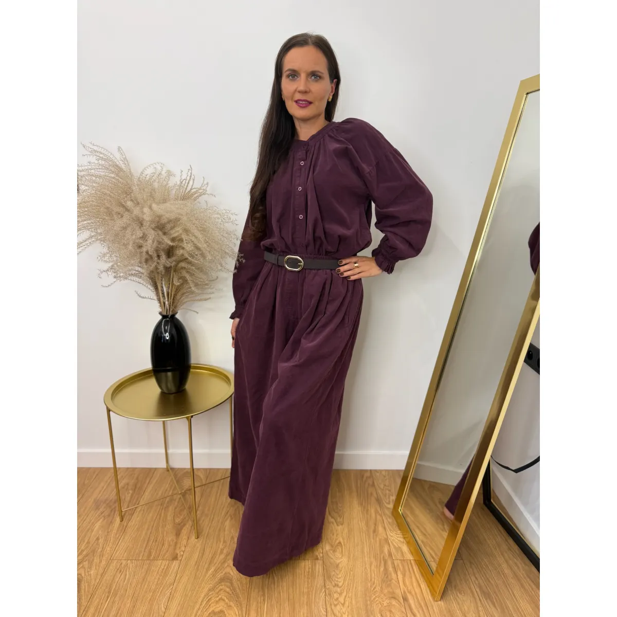 Sztruksowy set GLORIA w odcieniu śliwki