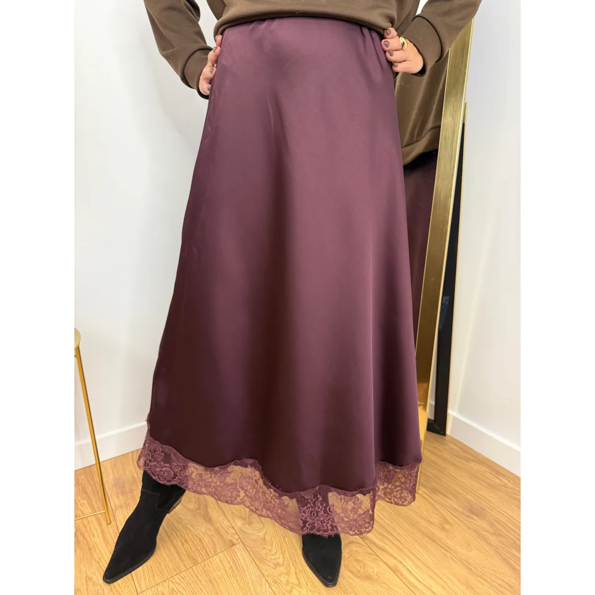 Wiskozową spódnica ANSELMA w odcieniu śliwki