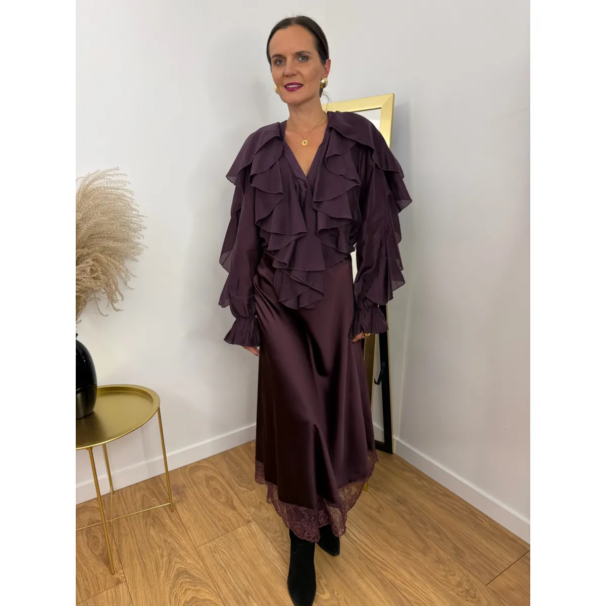 Koszula z lyocellu ROZI w odcieniu śliwki