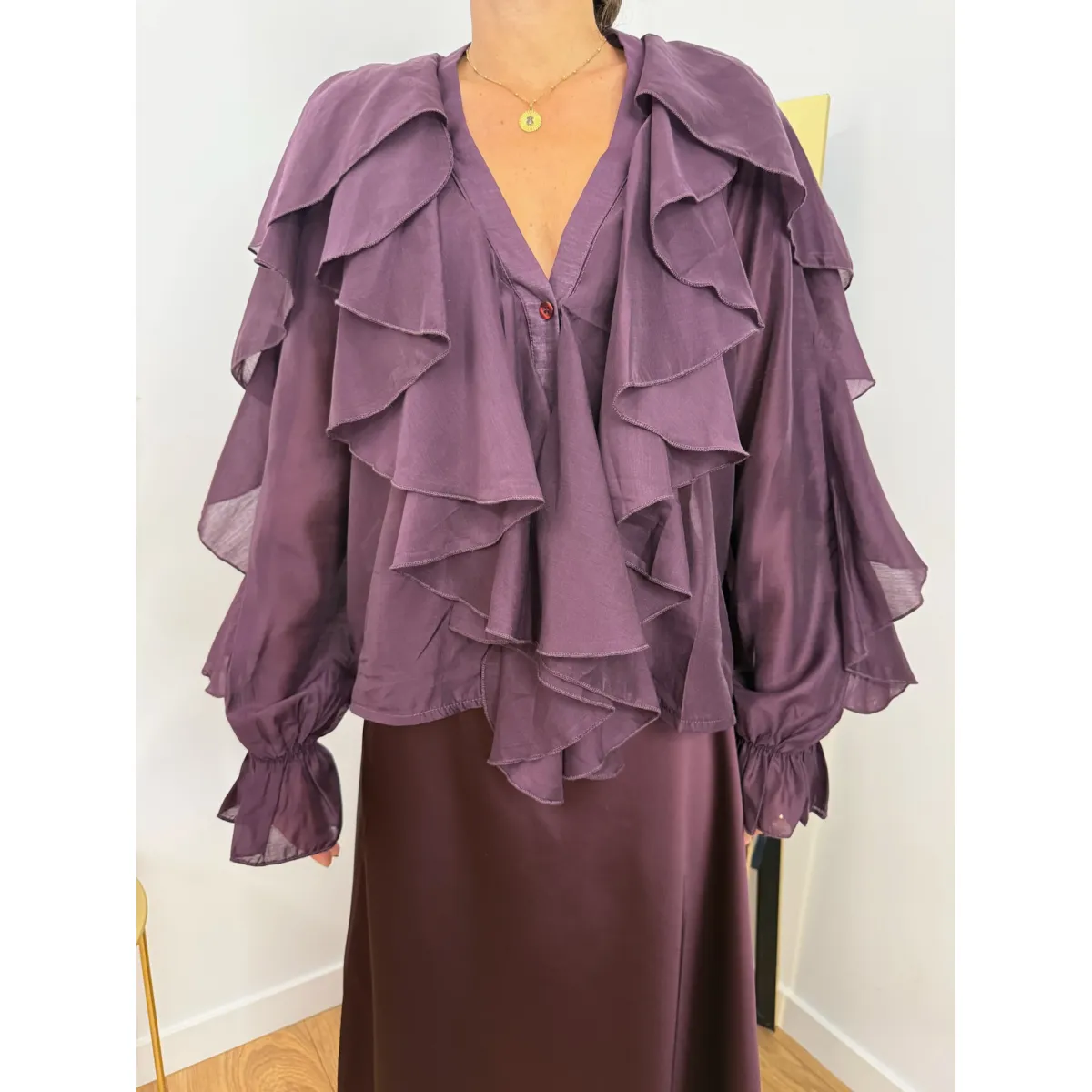 Koszula z lyocellu ROZI w odcieniu śliwki