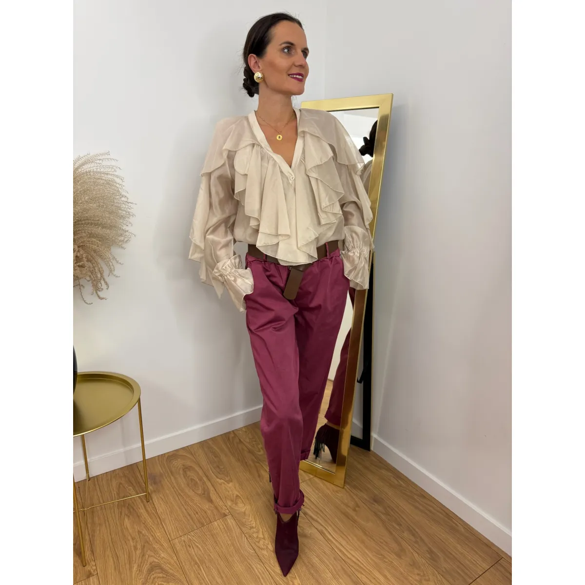 Koszula z lyocellu ROZI w kolorze wanilii