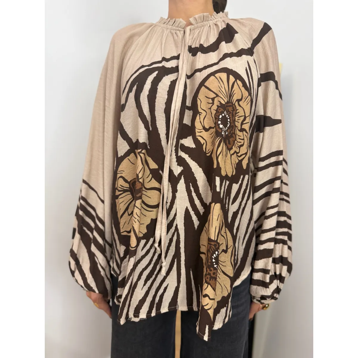 Koszula z lyocellu ARIANA w odcieniu brązów