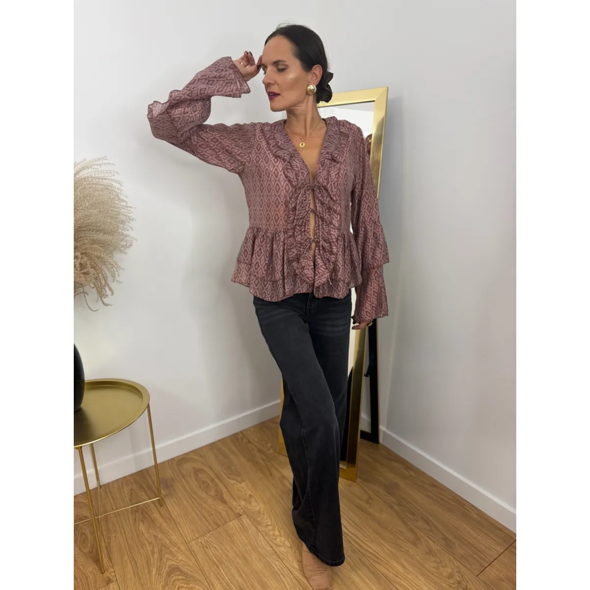 Koszula z lyocellu MARGARETTA w odcieniu bordo