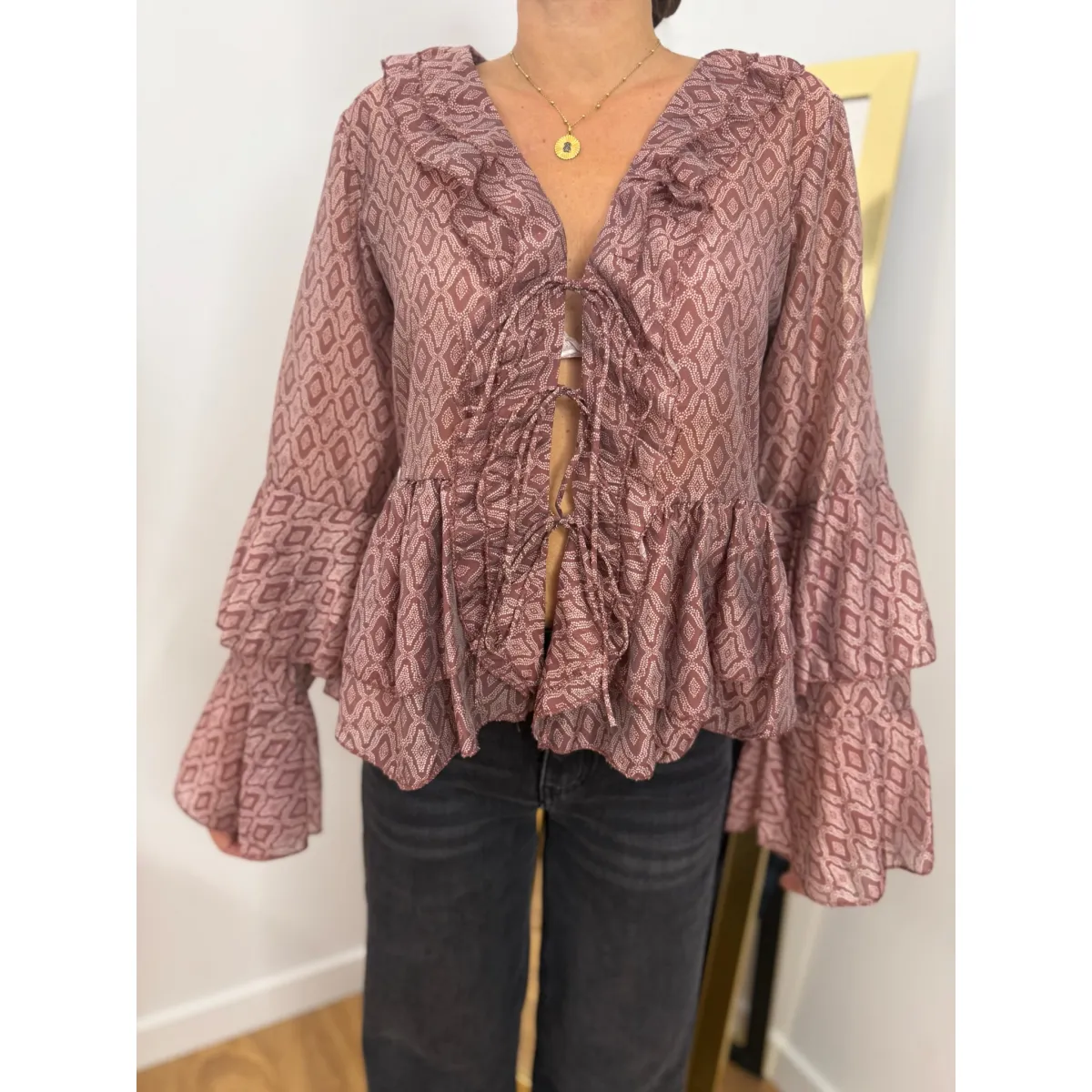 Koszula z lyocellu MARGARETTA w odcieniu bordo