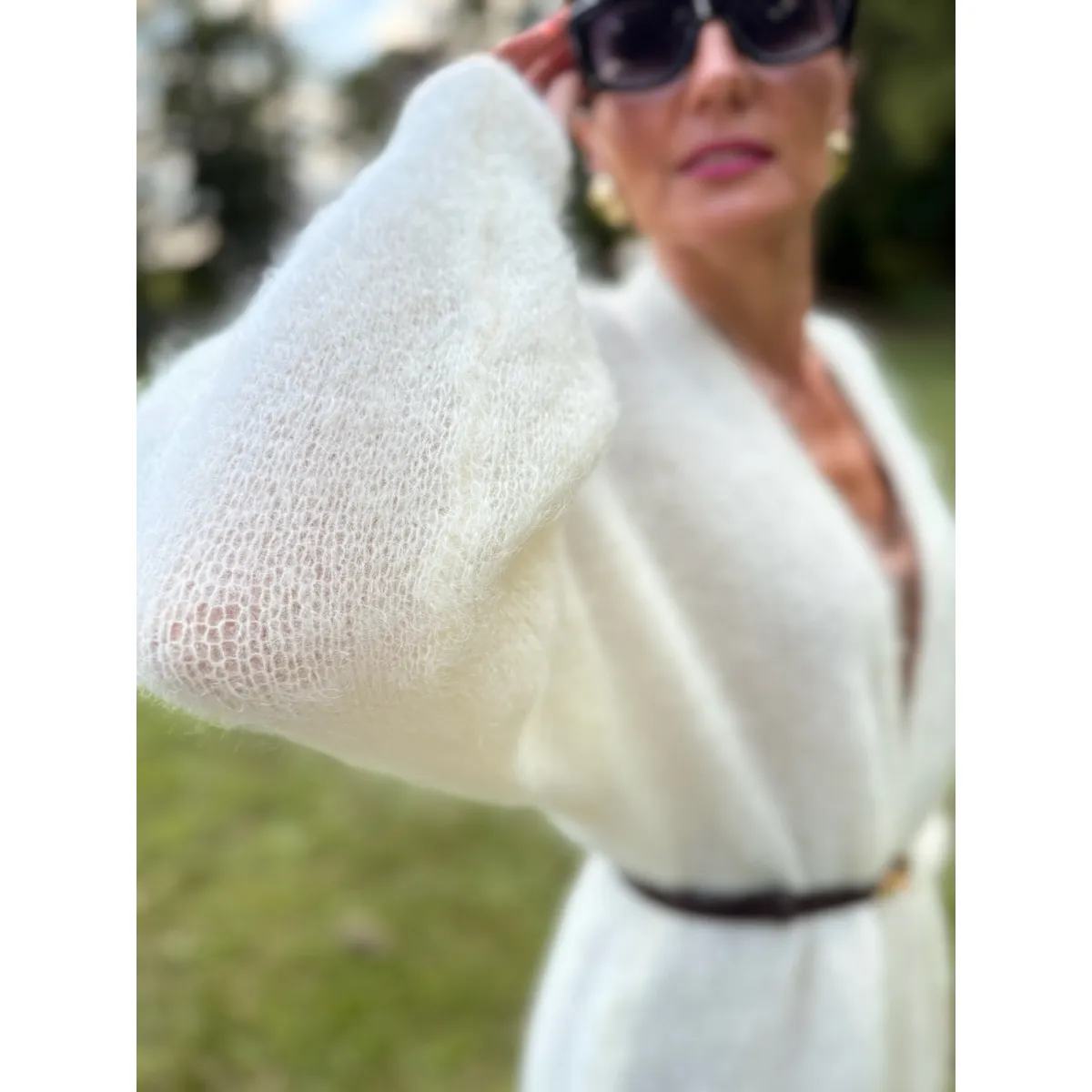 Moherowy kardigan SOFIA w odcieniu waniliowym