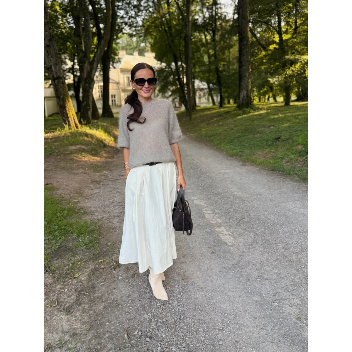 Bawełniana spódnica SILVIA w odcieniu śmietankowym