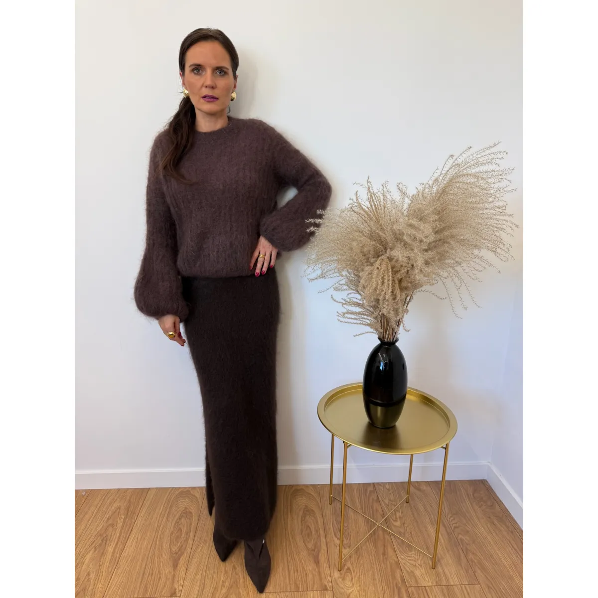 Moherowy sweter LUCE w kolorze brązu