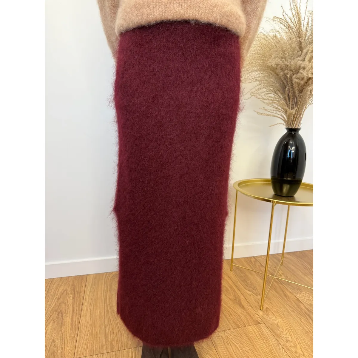 Moherowa spódnica GIN w kolorze bordo