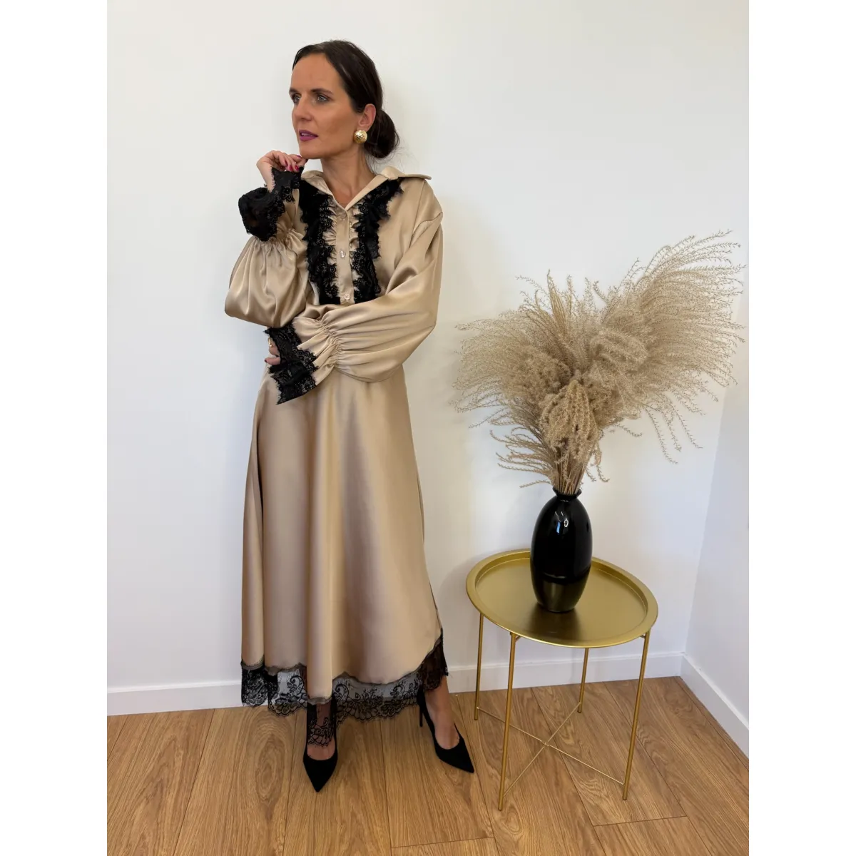 Wiskozowa spódnica ANSELMA w kolorze złota