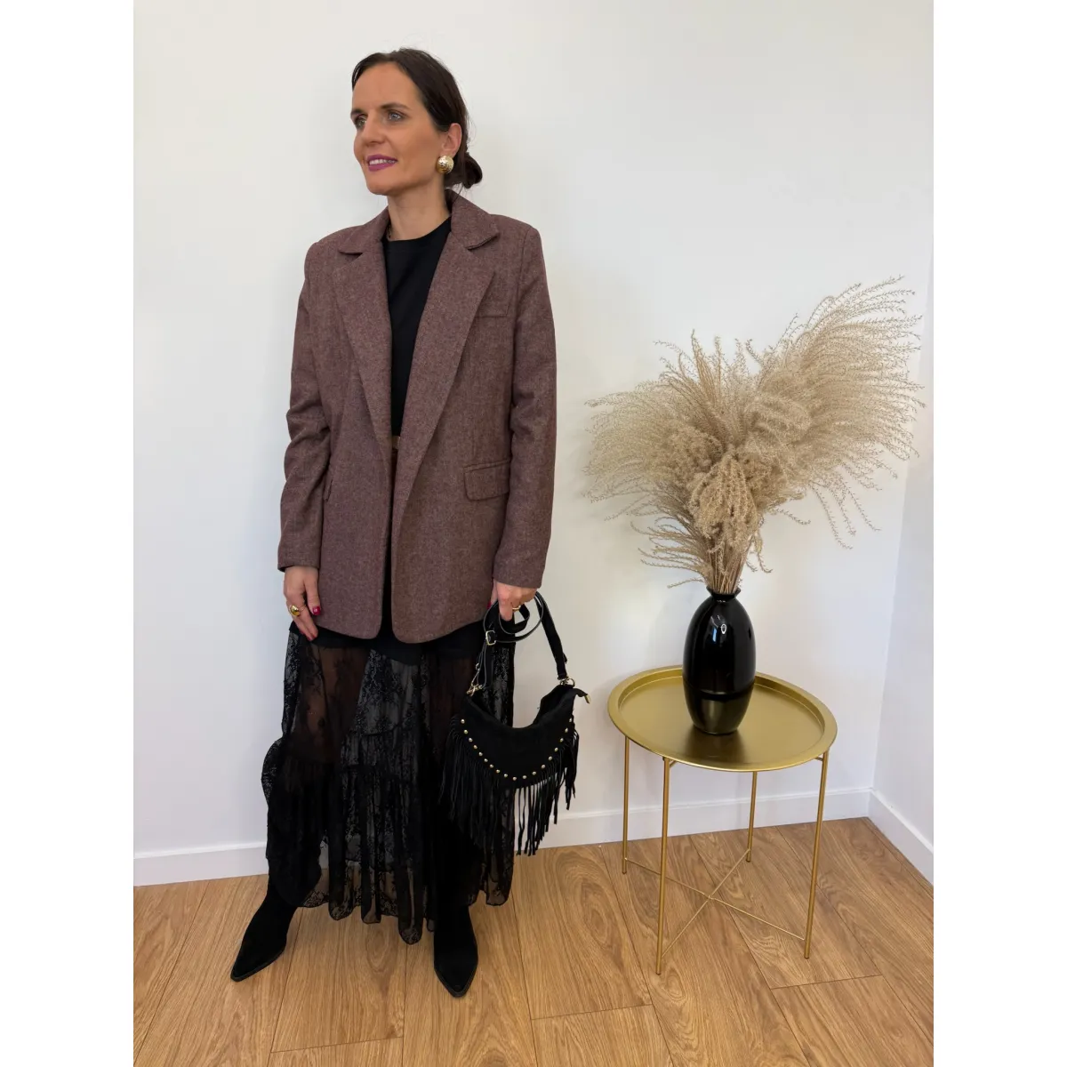 Wiskozowa marynarka BRIDGET w kolorze bordo M