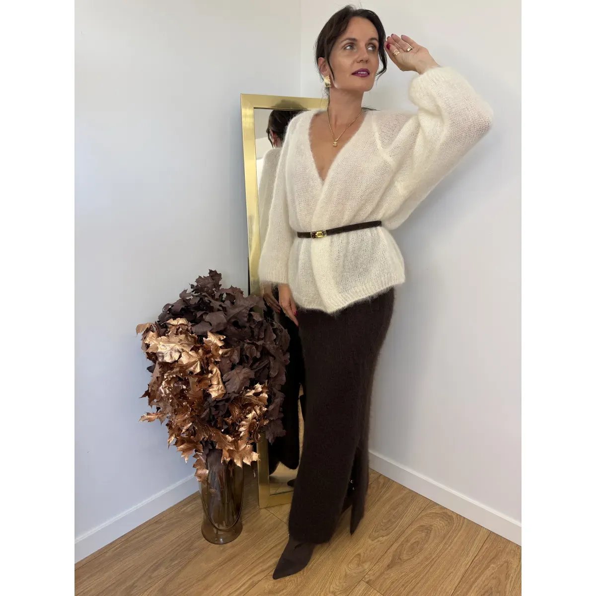 Moherowy sweter GINEVA w odcieniu śmietanowym