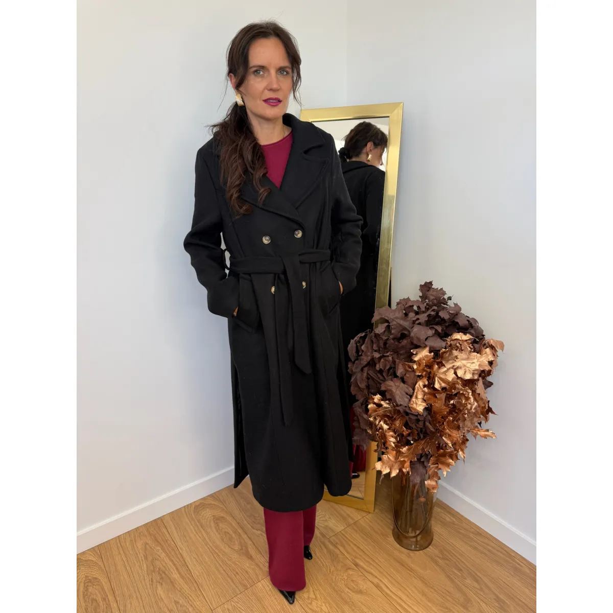 Wełniany płaszcz CHLOE w kolorze czarnej nocy