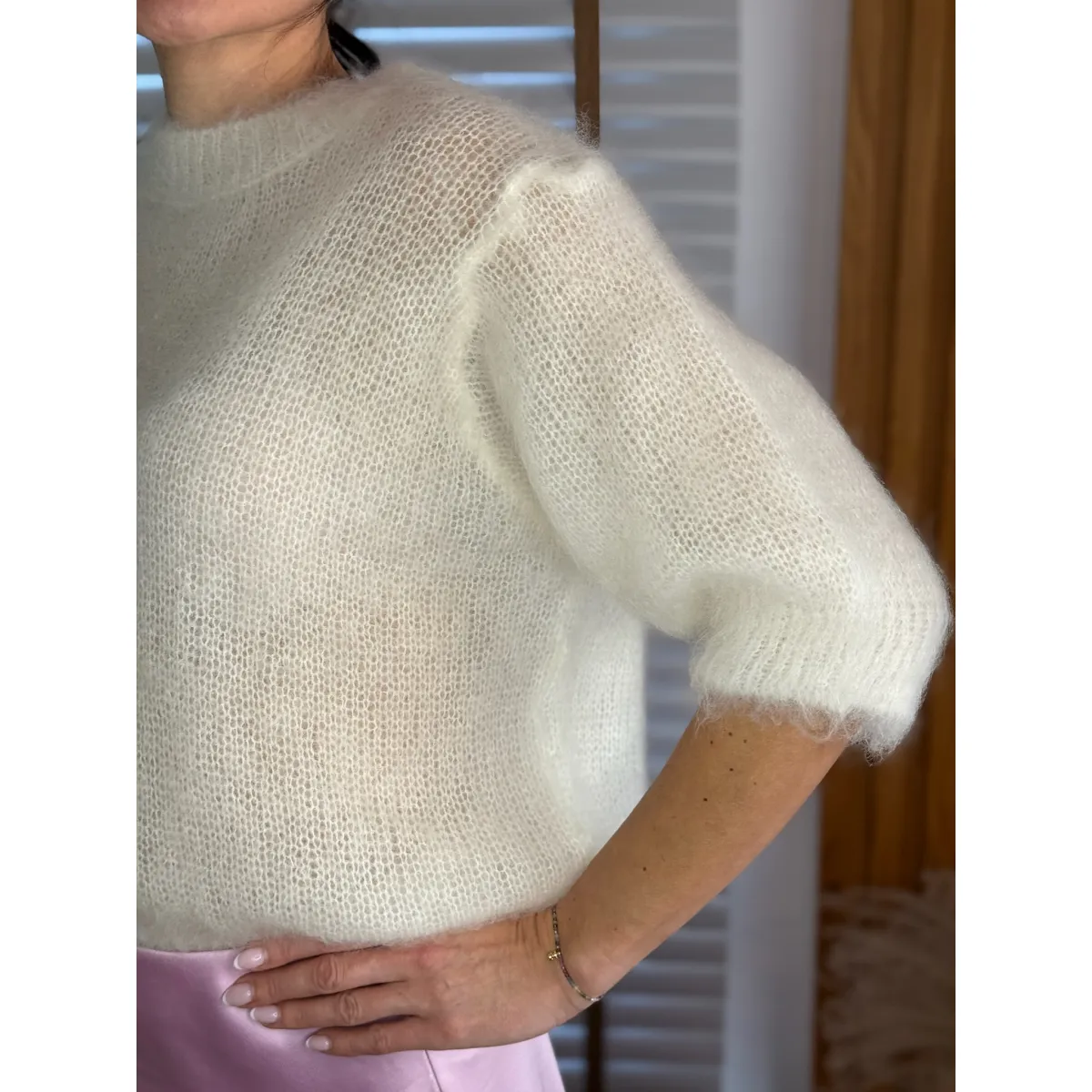 Moherowy Sweter Mistral w odcieniu mlecznym