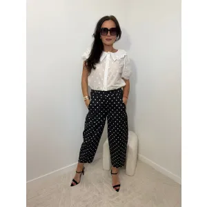 Bawełniana bluzka LIZI w kolorze białym w kropki