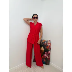 Wiskozowy set ALISA w odcieniu czerwieni
