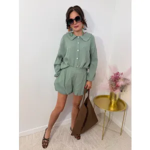 Muślinowy Set FLORENCJA w odcieniu matchy