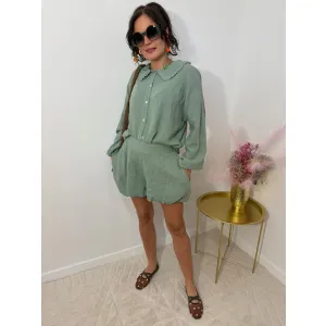 Muślinowy Set FLORENCJA w odcieniu matchy