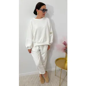 Bawełniany dres ALEX w odcieniu śmietankowym