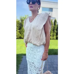 Lniana bluzka LENI w odcieniu beżu