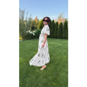 Bawełniana sukienka BELLA w odcieniu wanilii w kwiaty