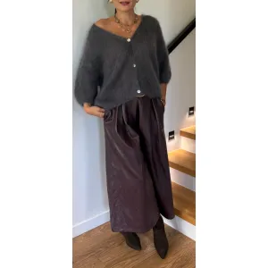Moherowy sweter MILLA w odcieni szarości na guziki