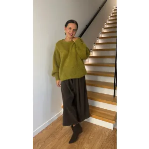 Moherowy sweter LUN w odcieniu leśnego mchu