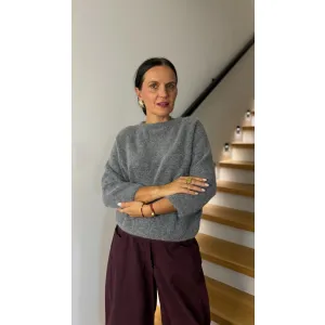 Miękki sweter z domieszką królika MIU w odcieniu gołębim