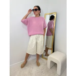 Moherowy sweter LUCIA w odcieniu cukierkowego różu