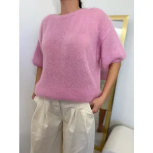 Moherowy sweter LUCIA w odcieniu cukierkowego różu