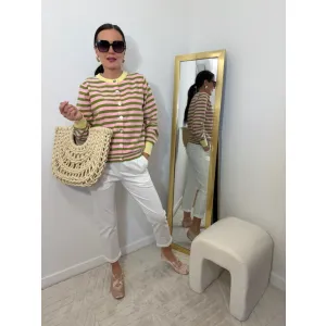 Sweter z domieszką wełny MILO w paski