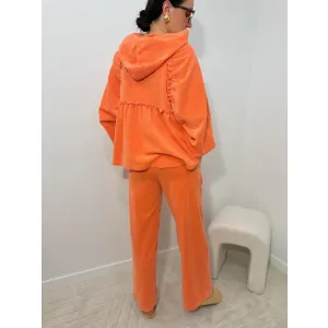 Welurowy set ANGEL w odcieniu papai