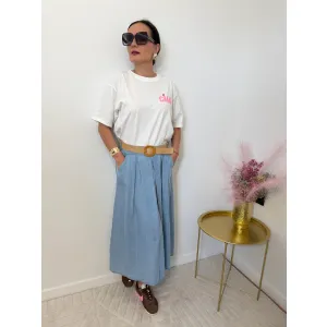 Spódnica z tencelu  APOLONIA w odcieniu jasnego jeansu