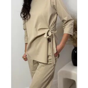 Bawełniana bluzka LESSI w odcieniu beżu