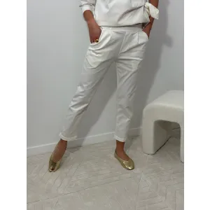 Bawełniane spodnie LIVIA w odcieniu śmietankowym rozmiar S