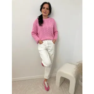 Bawełniany sweter MELANIA w odcieniu piwonii