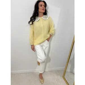 Moherowy sweter SOFIA w odcieniu cytrynowym