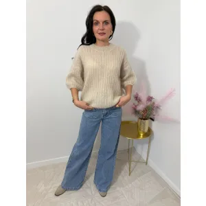 Moherowy sweter OLIVIA w odcieniu beżu