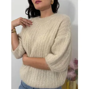 Moherowy sweter OLIVIA w odcieniu beżu