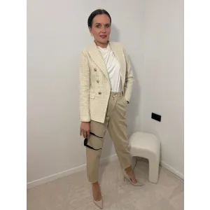 Bawełniana marynarka CHANEL w kolorze beżowym