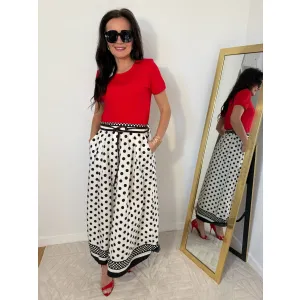 Bawełniana spódnica KROPKA w odcieniu bieli w aplikacje